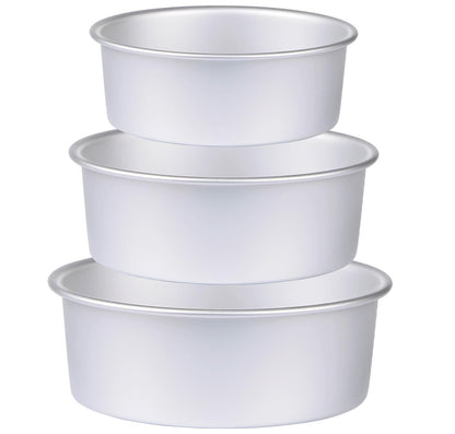 Round Cake Pan Set of 3 (6 x 3 inch/8 x 3 inch/10 x 3 inch), Aluminum Baking Pans for Layer Cakes, Heavy Duty Non-Stick, Evenly Baking Tools for Home Kitchen, Birthday Wedding Anniversary