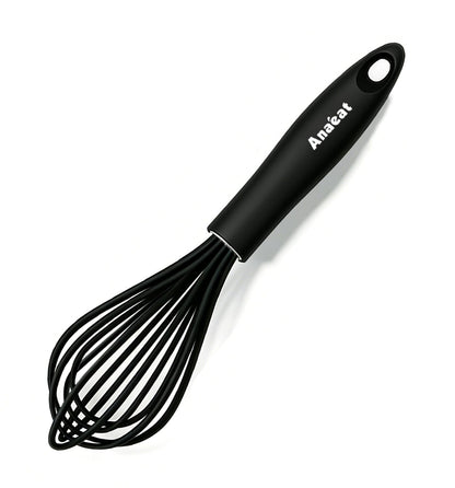 Anaeat Silicone Whisk, Thick Stainless Steel Wire Inner - Heat Resistant Kitchen Whisks for Non-Stick Cookware, Balloon Egg Beater for Whisking, Blending, Beating, Frothing & Stirring (Red)