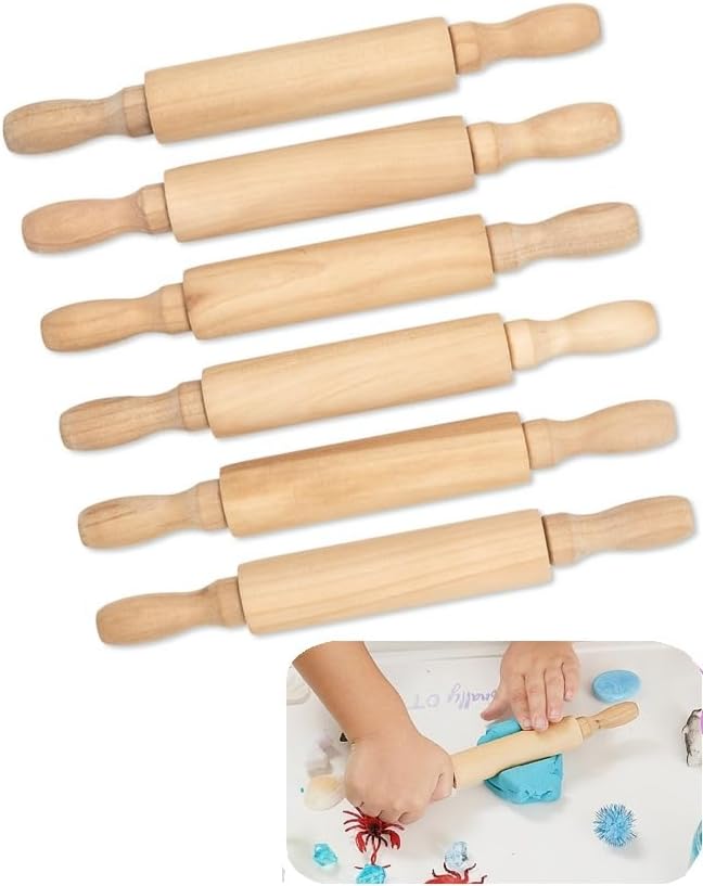 Kids Mini Rolling Pins 8 Inch, 6 Pack