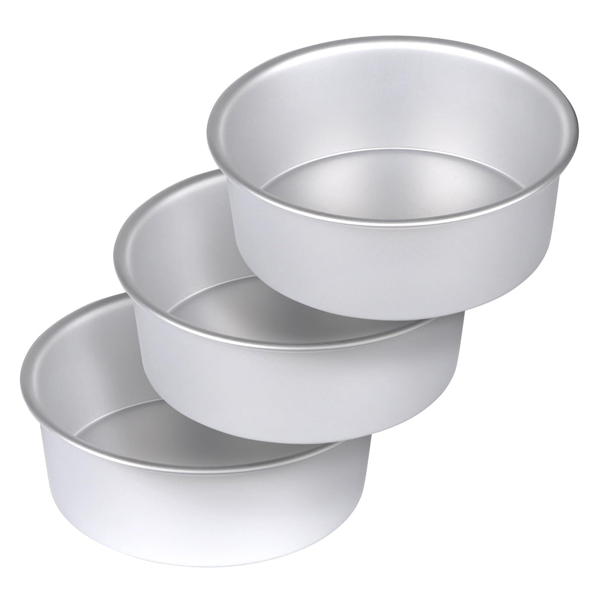 Round Cake Pan Set of 3 (6 x 3 inch/8 x 3 inch/10 x 3 inch), Aluminum Baking Pans for Layer Cakes, Heavy Duty Non-Stick, Evenly Baking Tools for Home Kitchen, Birthday Wedding Anniversary