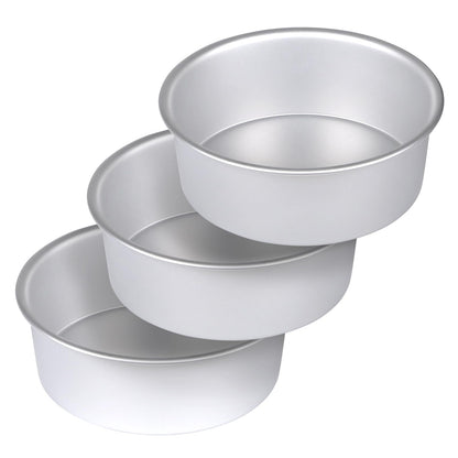 Round Cake Pan Set of 3 (6 x 3 inch/8 x 3 inch/10 x 3 inch), Aluminum Baking Pans for Layer Cakes, Heavy Duty Non-Stick, Evenly Baking Tools for Home Kitchen, Birthday Wedding Anniversary