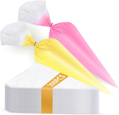 Volokitx 200 Pack 12 Inch Disposable Tipless Piping Bags for Royal Icing