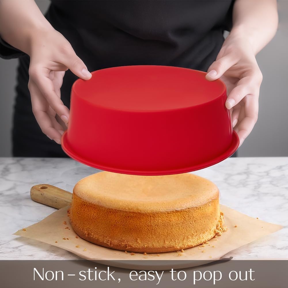 saphe Silicone 6 Inch Cake Pans - Round Baking Molds, Set of 4 Cake Molds for Layer Cake, Cheesecake, Rainbow Cake