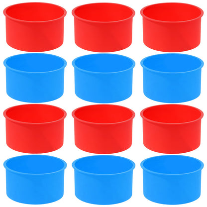 12pcs Silicone Cake Mold Baking Round Cake Molds 4 Inch Non-Stick Baking Pan Kitchen Silicone Cake Molds for Baking(Red, 4inch)