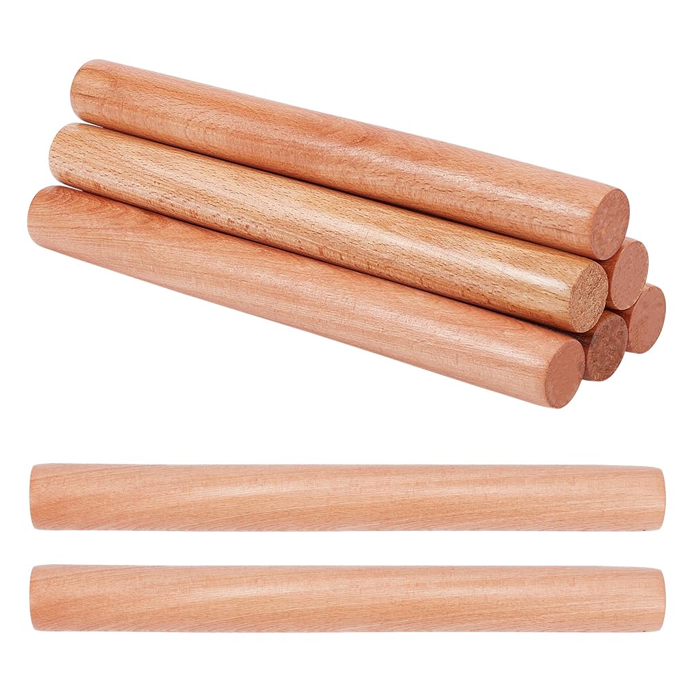 OLYCRAFT 8pcs Wood Rolling Pins 10 inch Clay Rolling Pins 1.1 inch Diameter Classic Wooden Rolling Pins Natural Wood Texture Rollers Wood Clay Roller for Clay Modeling Pottery Tools