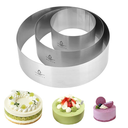 3Pcs Cake Molds for Baking, Stainless Steel Mousse Cake Rings, Mousse Ring Mold Round for Bakeware Tools-4/6/8in (2.36''H)