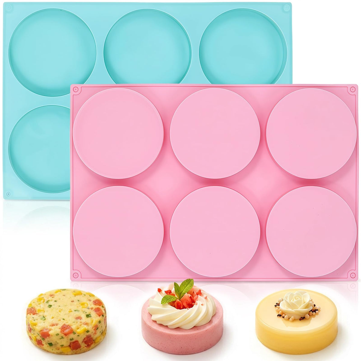 3 Pcs Silicone Mini Fluted Tube Cake Pans, 6‑Cavity Mini Cake Pans