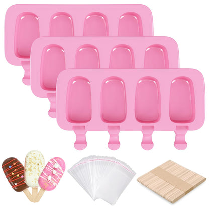 Popsicle Molds Set of 3, 12 Cavities Silicone Cake Pop & Cakesicle Mold