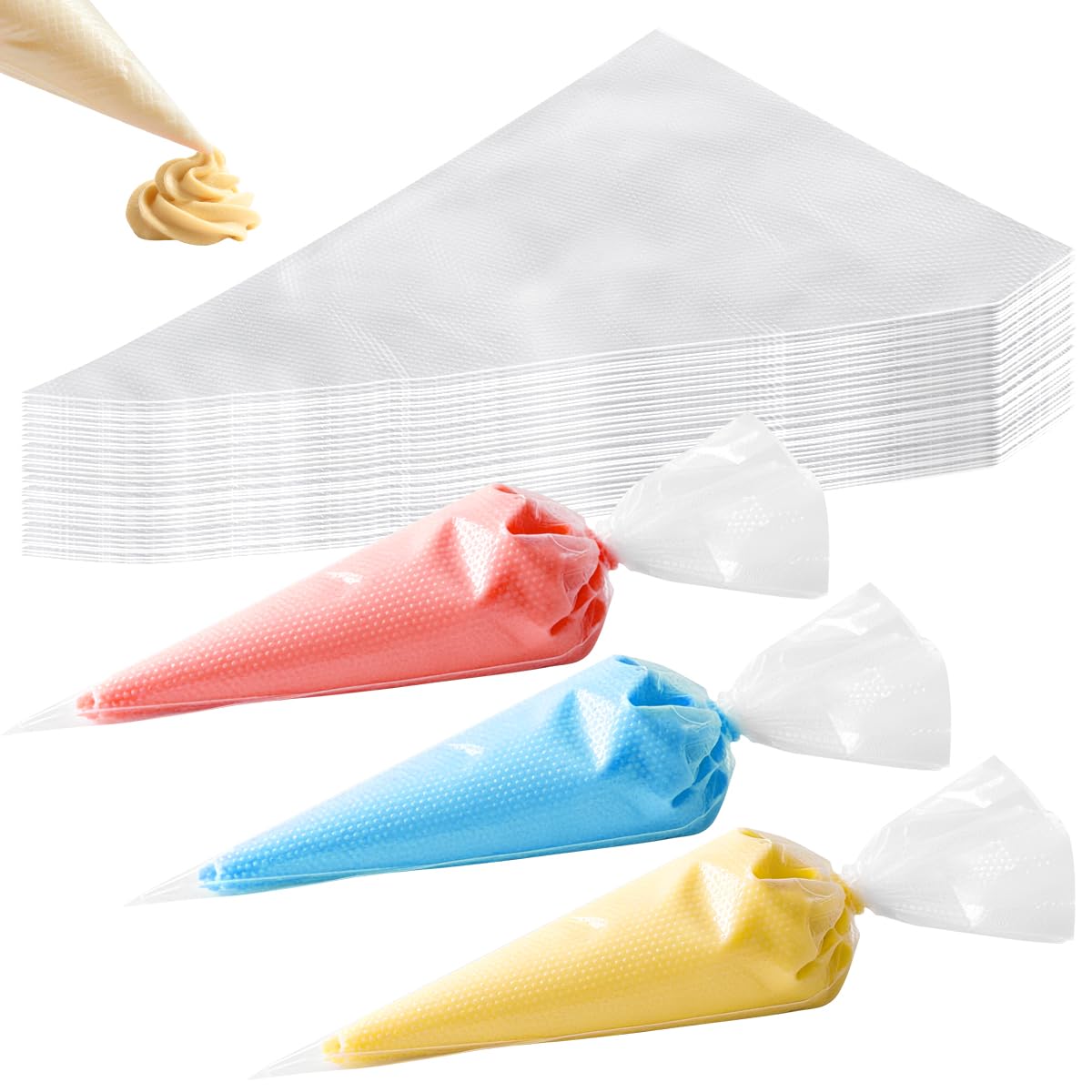 200 Pcs Disposable Cream Pastry Bag Cake Icing Piping Decorating Tool Cupcake Decorating Piping Icing Bag (Red)