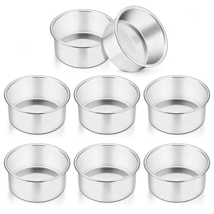 TeamFar 4 Inch Cake Pan, 6 Pcs Stainless Steel Round Baking Cake Pans Set