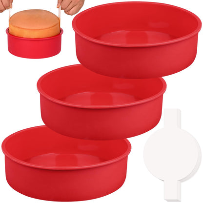 HUAKENER 4 Inch Cake Pan, 4 Pack Silicone Cake Molds with Parchment Paper ﻿