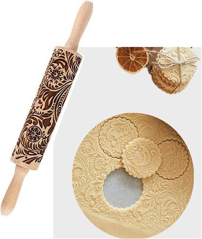 MIZORLIE 14.9" Paisley Engraved Embossed Rolling Pin