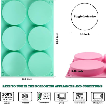 HUAKENER 2 Pcs Silicone Muffin Top Pan for Baking, 4 Inch Round Baking Mold