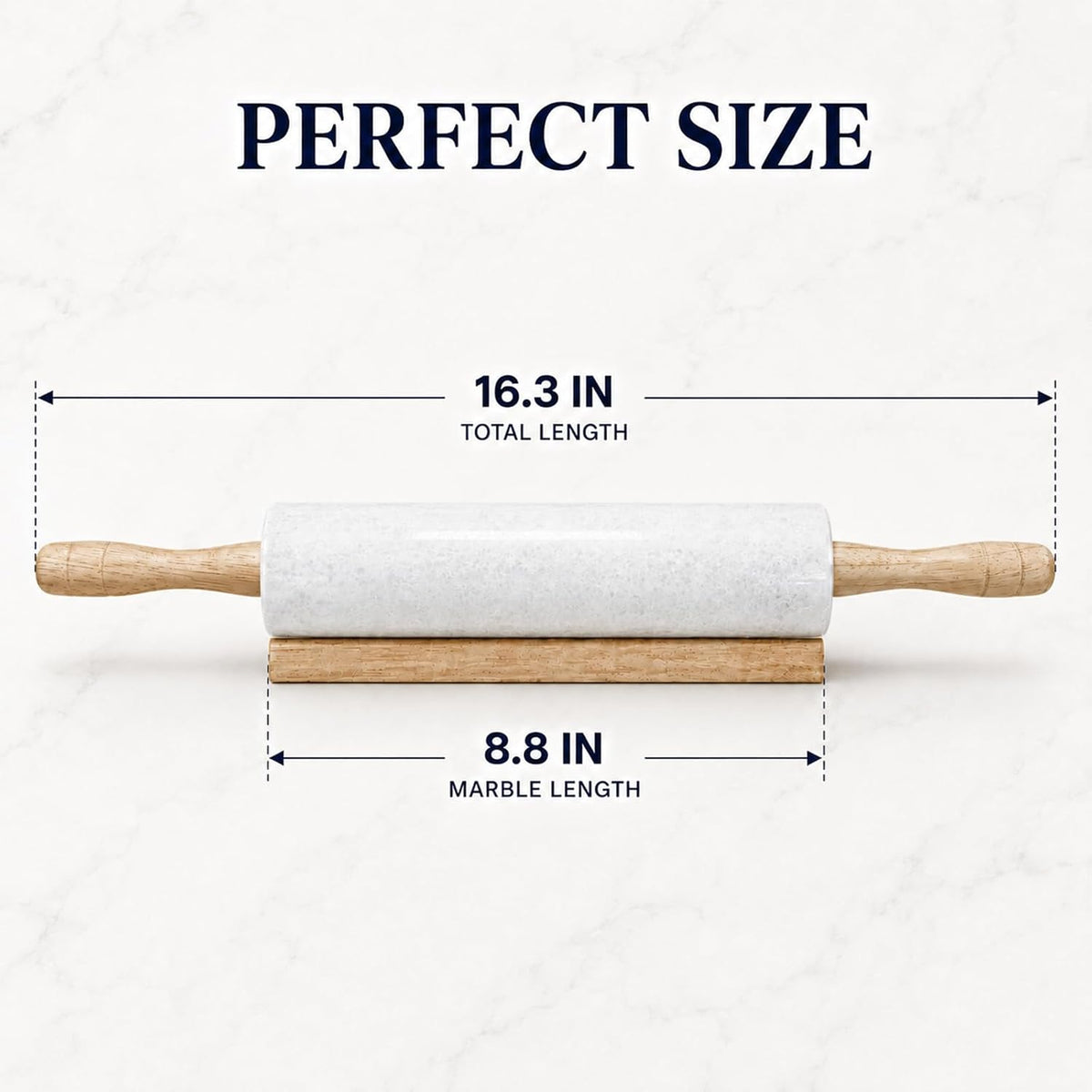 KARRYOUNG Marble Rolling Pin with Wooden handles for Baking,Home Use,White