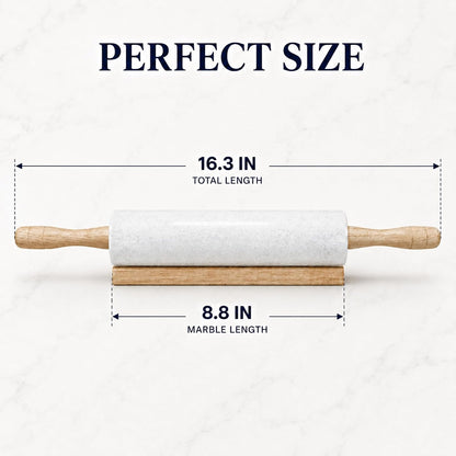 KARRYOUNG Marble Rolling Pin with Wooden handles for Baking,Home Use,White