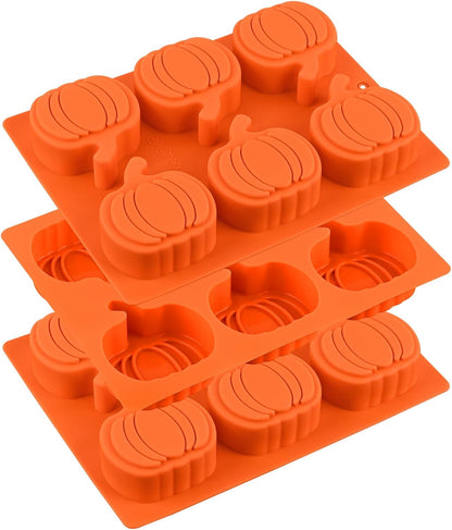 HUAKENER 3 Pack Pumpkin Cake Molds, 3D Pumpkin Silicone Molds