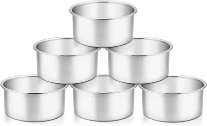TeamFar 4 Inch Cake Pan, 6 Pcs Stainless Steel Round Baking Cake Pans Set