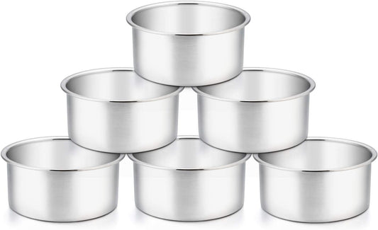 TeamFar 4 Inch Cake Pan, 6 Pcs Stainless Steel Round Baking Cake Pans Set