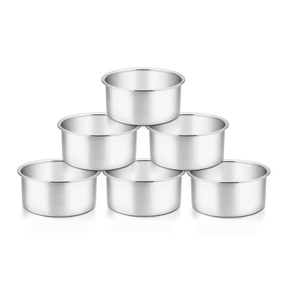 TeamFar 4 Inch Cake Pan, 6 Pcs Stainless Steel Round Baking Cake Pans Set