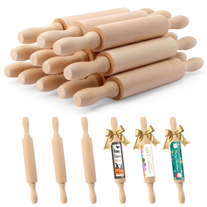 6 Pack 8 Inch Mini Wooden Rolling Pins for Kids Craft