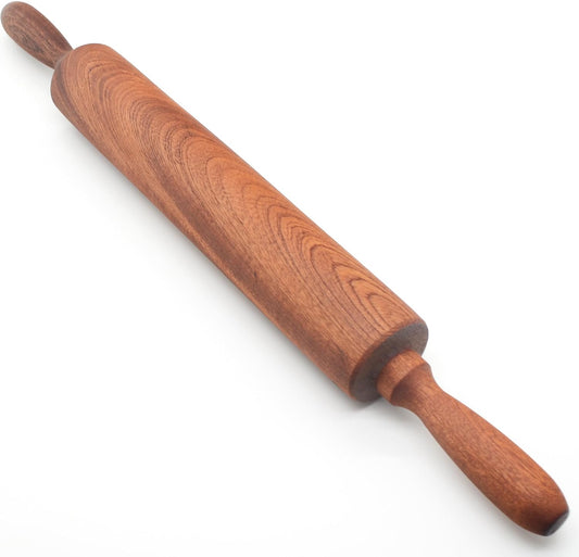 Classic Sapele Wooden Rolling Pin With Handles 17''L x 1.77"W