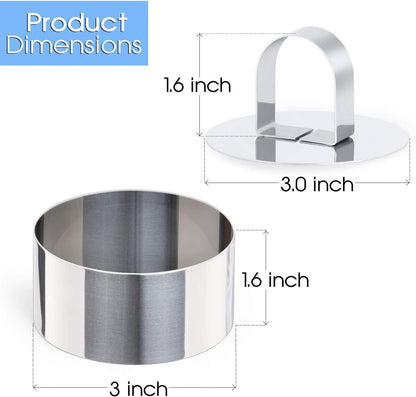 HULISEN 3” Round Cake Ring Mold, Stainless Steel Cooking Crumpet Rings