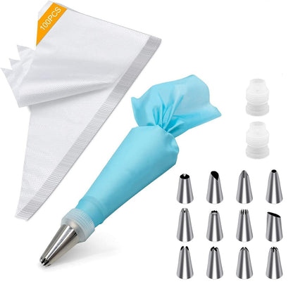 Tamodan Piping Bags 100PCS & 16 Inches Tipless Piping Bags, Extra Thick Pastry Bags Disposable, Non-Slip Icing Piping Bags Disposable Design, Cake Decoration.
