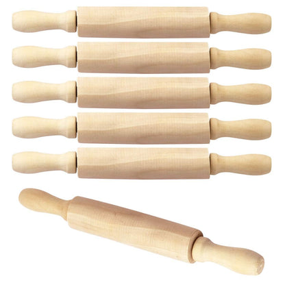 6 Pack 8 Inch Mini Wooden Rolling Pins for Kids Craft