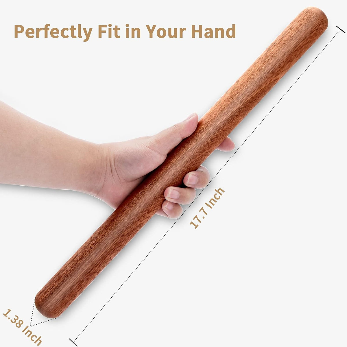 AISOSO French Rolling Pin for Baking,17.7 Inches Wooden Dough Roller,Brown