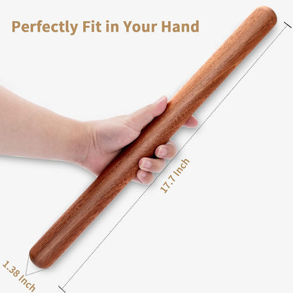 AISOSO French Rolling Pin for Baking,17.7 Inches Wooden Dough Roller,Brown