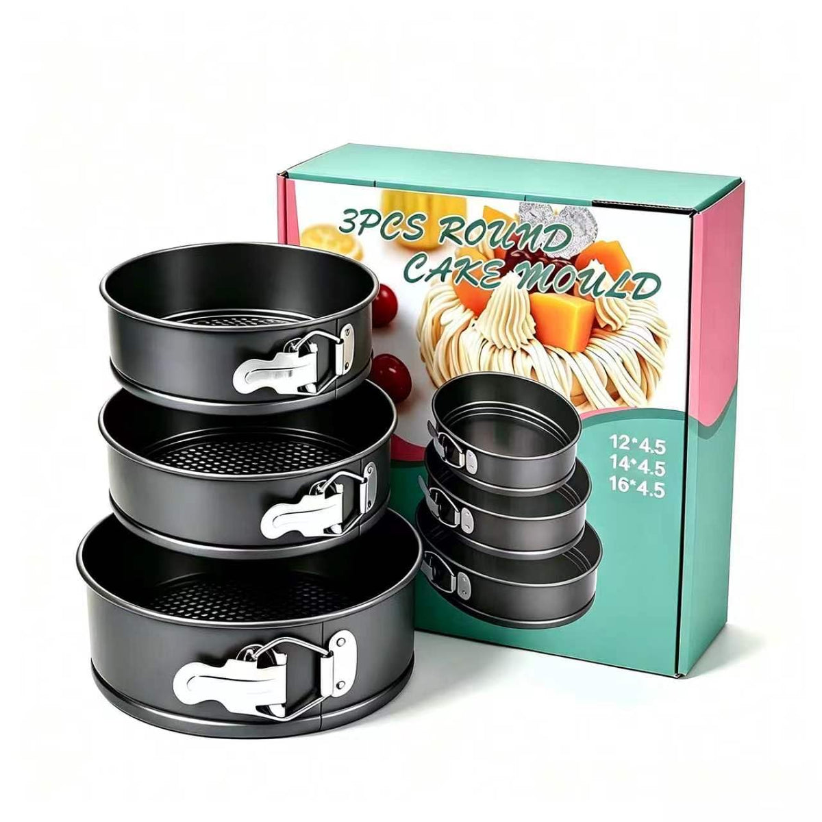 Springform Pan, Nonstick Cake Pan, Round cheesecake pan with leak-proof non-stick bottom removable bakeware.3 pieces 3 sizes, 7" 8" 9" for Cakes, Cheesecakes, Pizzas and Quiches.