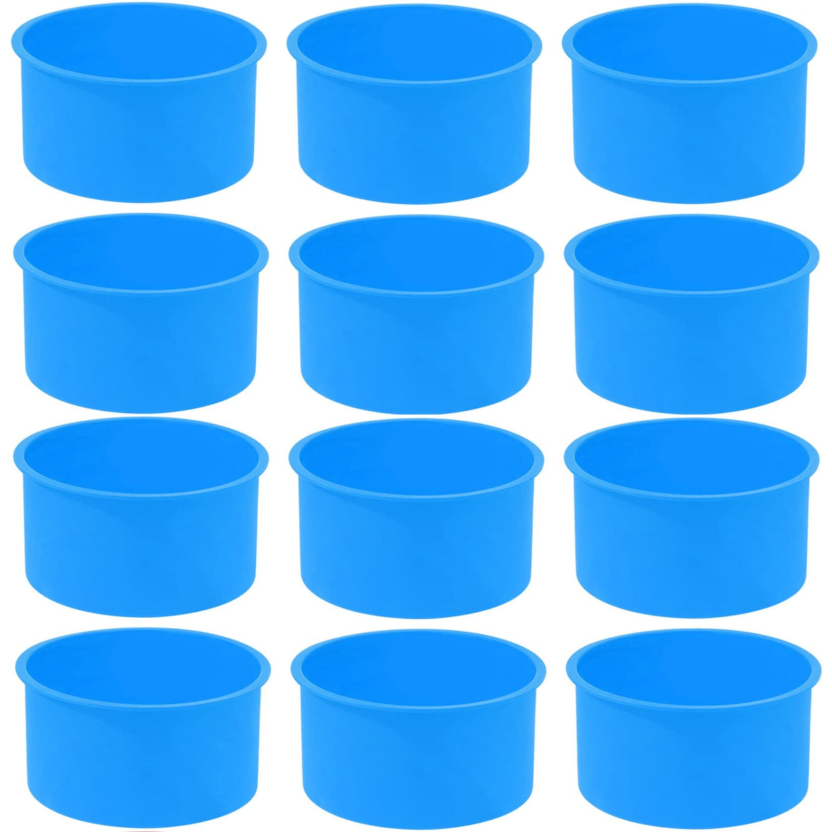 12pcs Silicone Cake Mold Baking Round Cake Molds 4 Inch Non-Stick Baking Pan Kitchen Silicone Cake Molds for Baking(Red, 4inch)