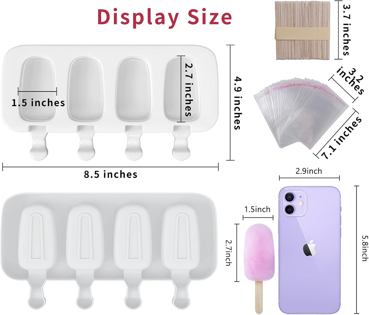 Popsicle Molds Set of 3, 12 Cavities Silicone Cake Pop & Cakesicle Mold