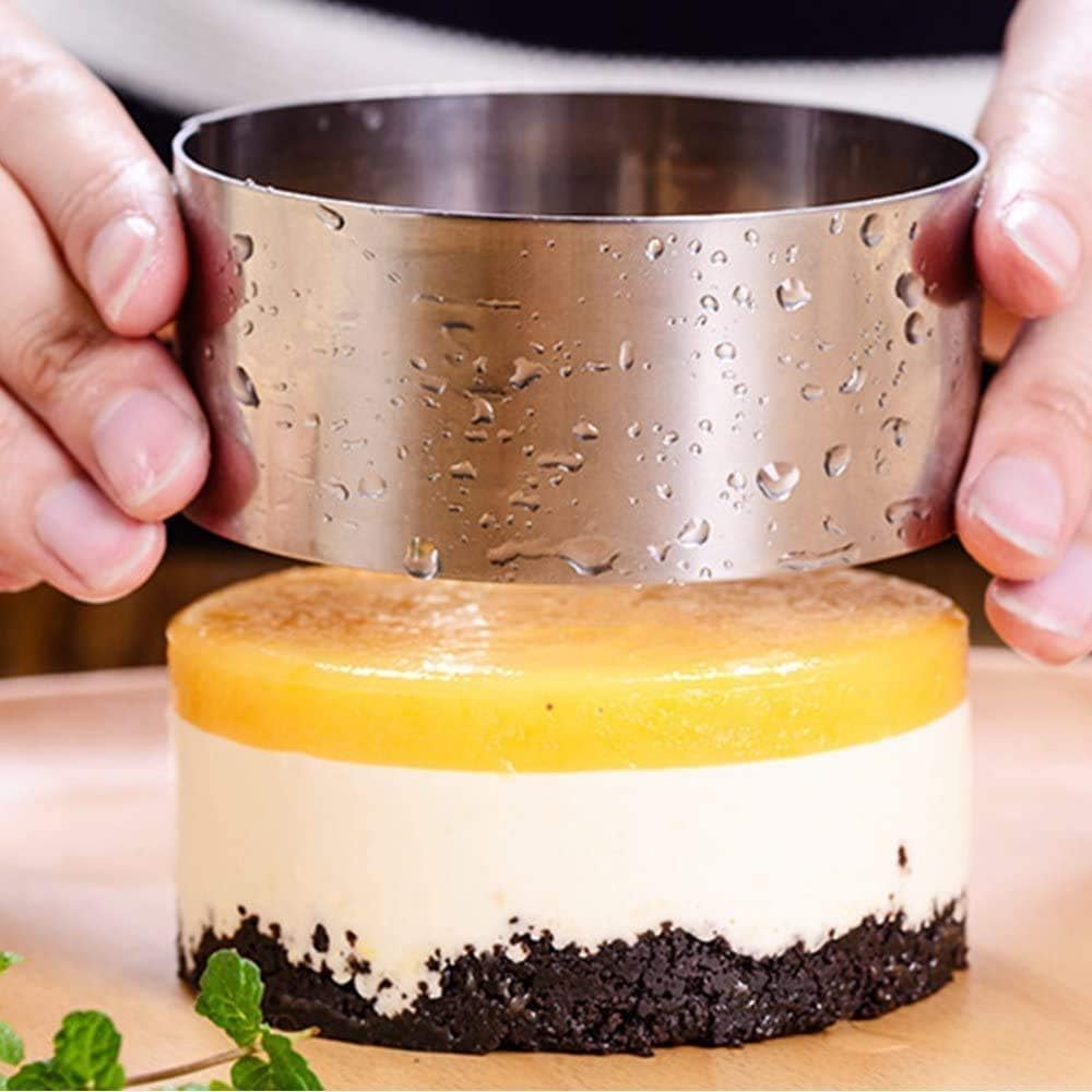 HULISEN 3” Round Cake Ring Mold, Stainless Steel Cooking Crumpet Rings