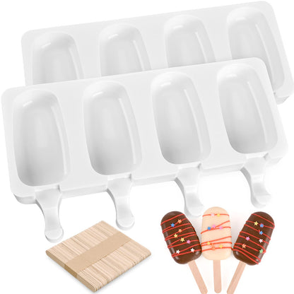 WMKGG Popsicle Silicone Molds Set, 2 PCS Ice Cream Mold(Standard Size/Pink)