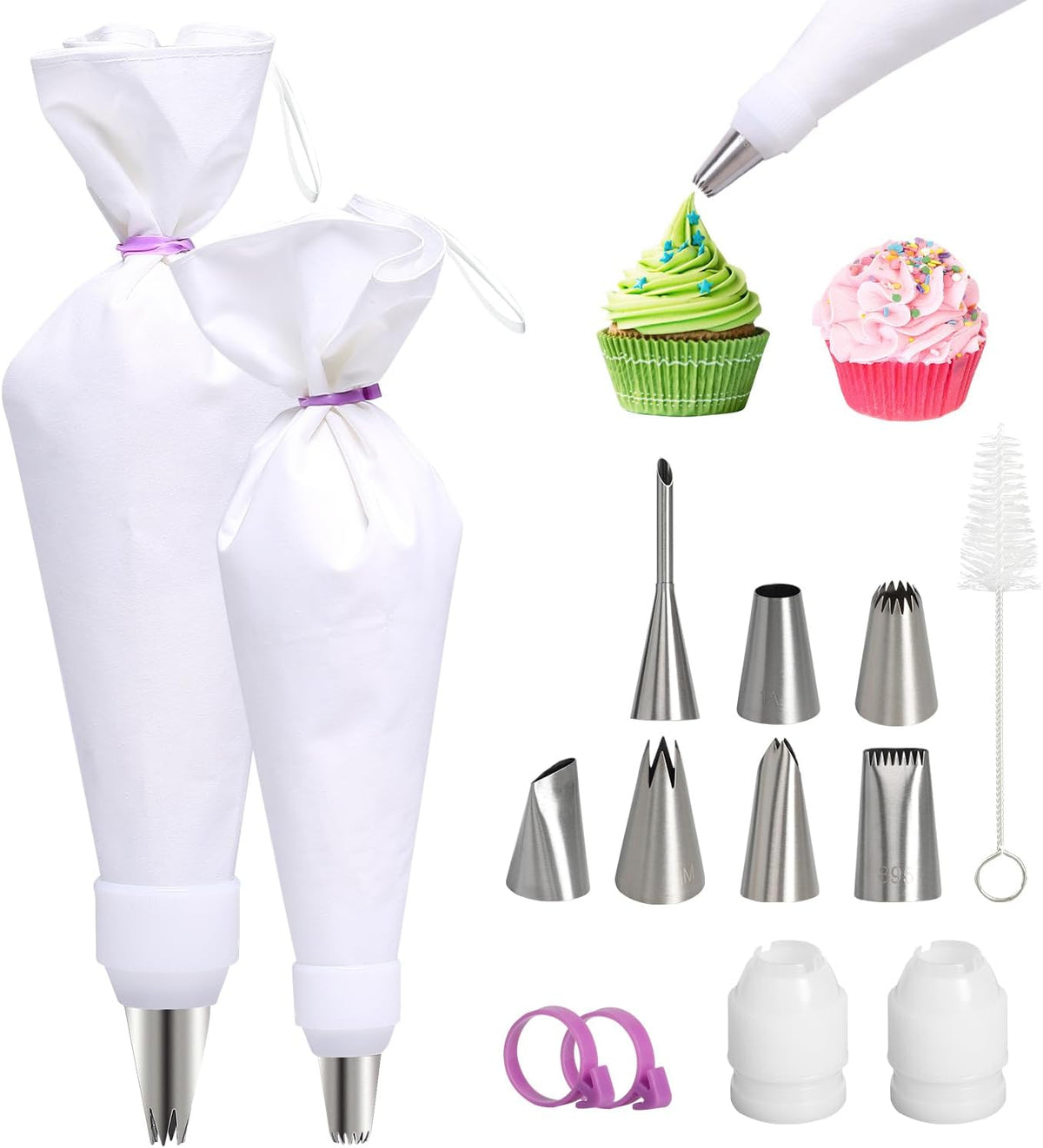 15-Piece Reusable Piping Bags and Tips Set, for Cake Decorating, Cupcakes