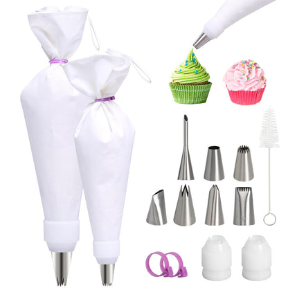 15-Piece Reusable Piping Bags and Tips Set, for Cake Decorating, Cupcakes
