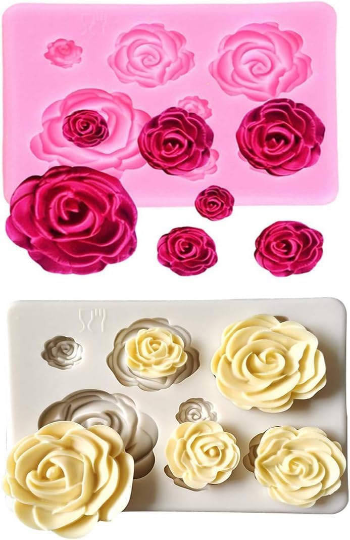 2PCS Rose Flowers silicone molds Cake Chocolate Mold wedding Cake Decorating Tools Fondant Sugarcraft Cake Molds