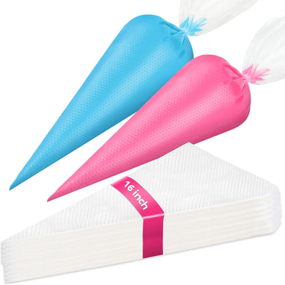 Azzuro Piping Bags Disposable 16 Inch, 100PCS Extra Thick Pastry Icing Piping Bags for Cake & Cookie, Non-Slip Anti-Burst Cake Frosting Decorating Bags Easy to Squeeze