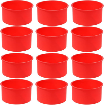 12pcs Silicone Cake Mold Baking Round Cake Molds 4 Inch Non-Stick Baking Pan Kitchen Silicone Cake Molds for Baking(Red, 4inch)
