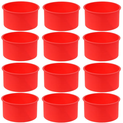12pcs Silicone Cake Mold Baking Round Cake Molds 4 Inch Non-Stick Baking Pan Kitchen Silicone Cake Molds for Baking(Red, 4inch)