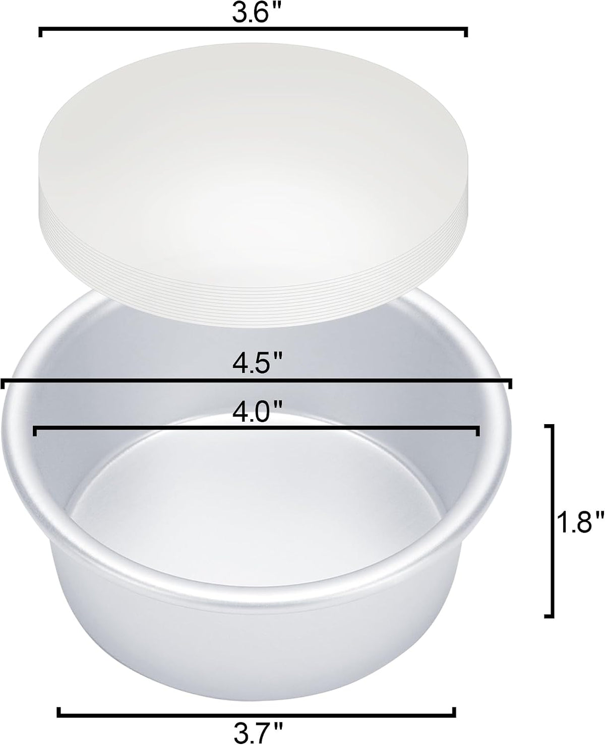 4 Inch Cake Pan Set of 8, Aluminum Mini Cake Pans w/ 100PCS Parchment Paper