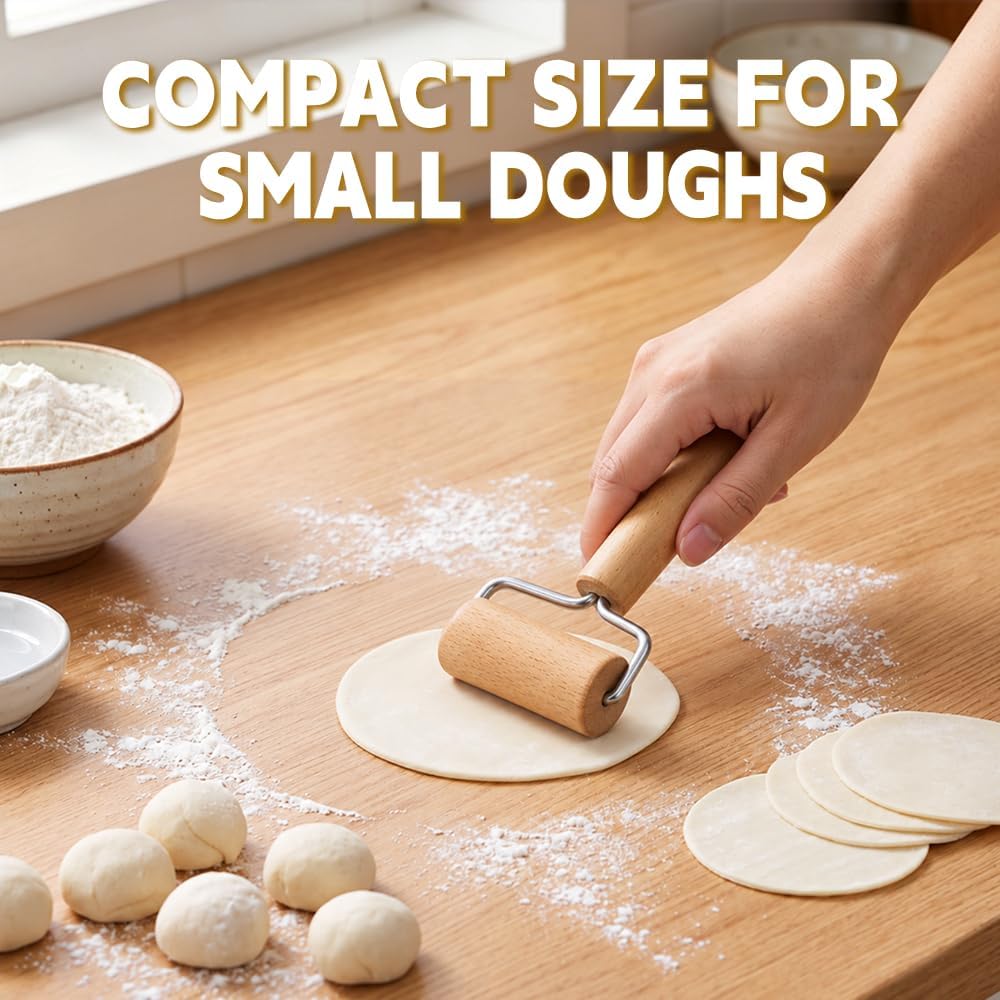 2Pcs Wooden Rolling Pins Set, T Shape Dough Roller for Pizza Cookie Baking