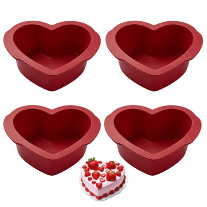 Silicone Heart Shaped Cake Pans 8 inch, NonStick Easy Release Heart Silicone Mini Cake Molds for Baking Bread, Easy Clean Brownies Pan Set for Oven, Microwave, Air Fryer and Freezer (8 Inch 2PCS)