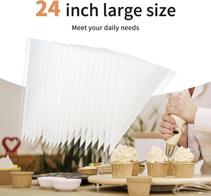 24 Inch Piping Bags Disposable,Thickened 50pcs Large Piping Bags,Anti Burst Extra Large Piping Bags,Food Grade Cake Piping Bags,Tipless Piping Bags for Cake Cupcakes Cookies Frosting