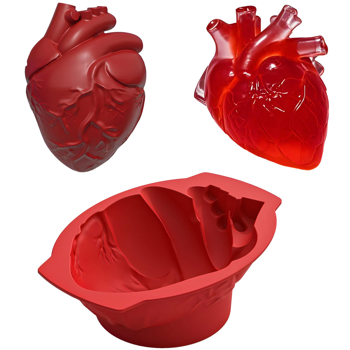 Brain Silicone Mold - Brain Cake Mold with Support Base, 3D Realistic Silicone Human Brain Gelatin Mold 3'' Deep Brain Baking Pan for Candy Breakable Chocolate Jelly or Pudding