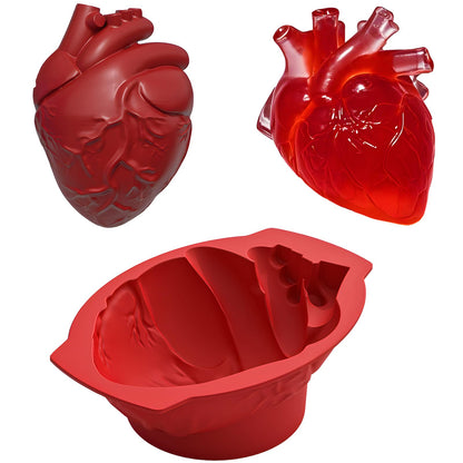 Brain Silicone Mold - Brain Cake Mold with Support Base, 3D Realistic Silicone Human Brain Gelatin Mold 3'' Deep Brain Baking Pan for Candy Breakable Chocolate Jelly or Pudding