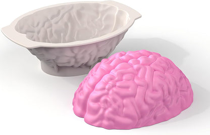 Brain Silicone Mold - Brain Cake Mold with Support Base, 3D Realistic Silicone Human Brain Gelatin Mold 3'' Deep Brain Baking Pan for Candy Breakable Chocolate Jelly or Pudding