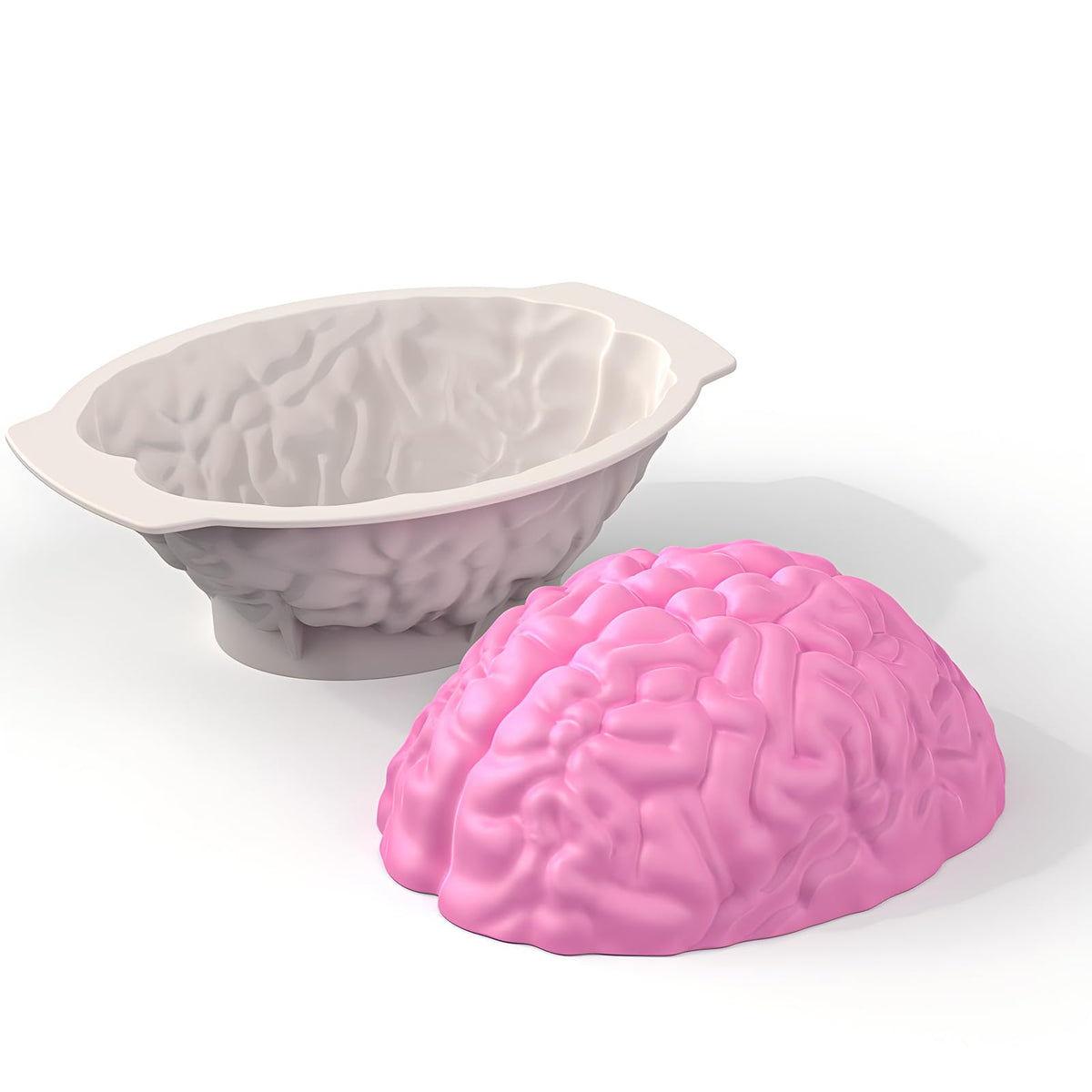 Brain Silicone Mold - Brain Cake Mold with Support Base, 3D Realistic Silicone Human Brain Gelatin Mold 3'' Deep Brain Baking Pan for Candy Breakable Chocolate Jelly or Pudding