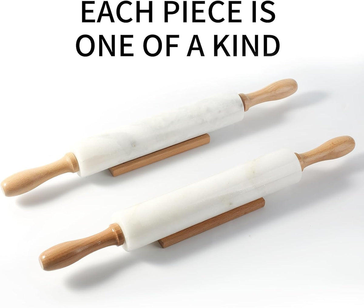 Koville Marble Rolling Pin, Non-Stick African Stone Polished Dough Roller, Pasta, Dumpling, Ravioli, Fondant, Pie Crust, Kitchen Baking Pastry Tools